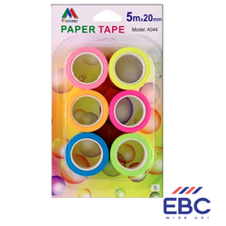 Vibrant Neon Washi Tape Set - 6 Rolls (5m x 20mm)